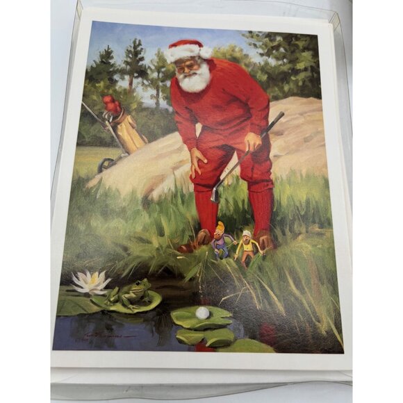 12 Par Four Santa Golfing Christmas Cards Arbor Green 1995 Tom Browning New - Picture 3 of 14